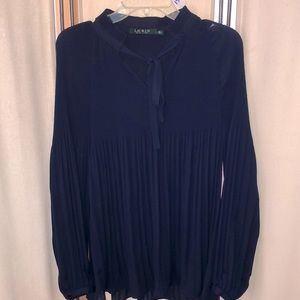 Ralph LaurenPleated Tie Front pullover blouse
